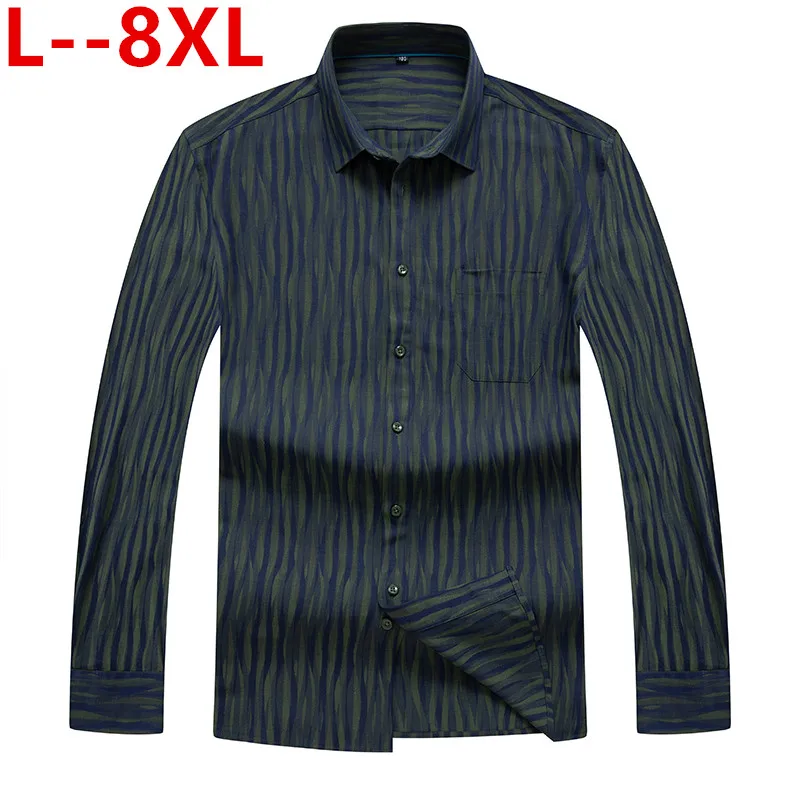 Плюс Большой 8XL 6XL 5XL Новое поступление мужские рубашки с длинными рукавами хлопок