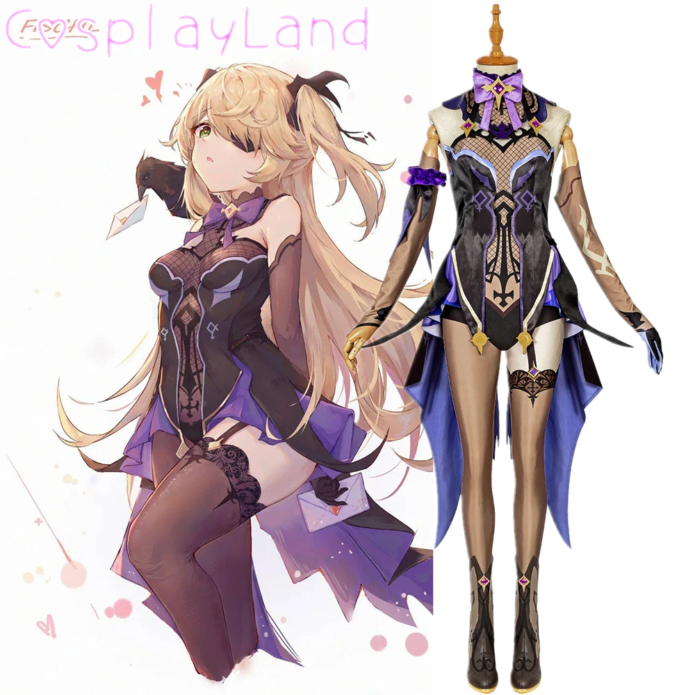 

Hot Game Genshin Impact Fischl Cosplay Costume Carnival Halloween Sexy Dress Women Outfit Props Genshin Impact Jumpsuit
