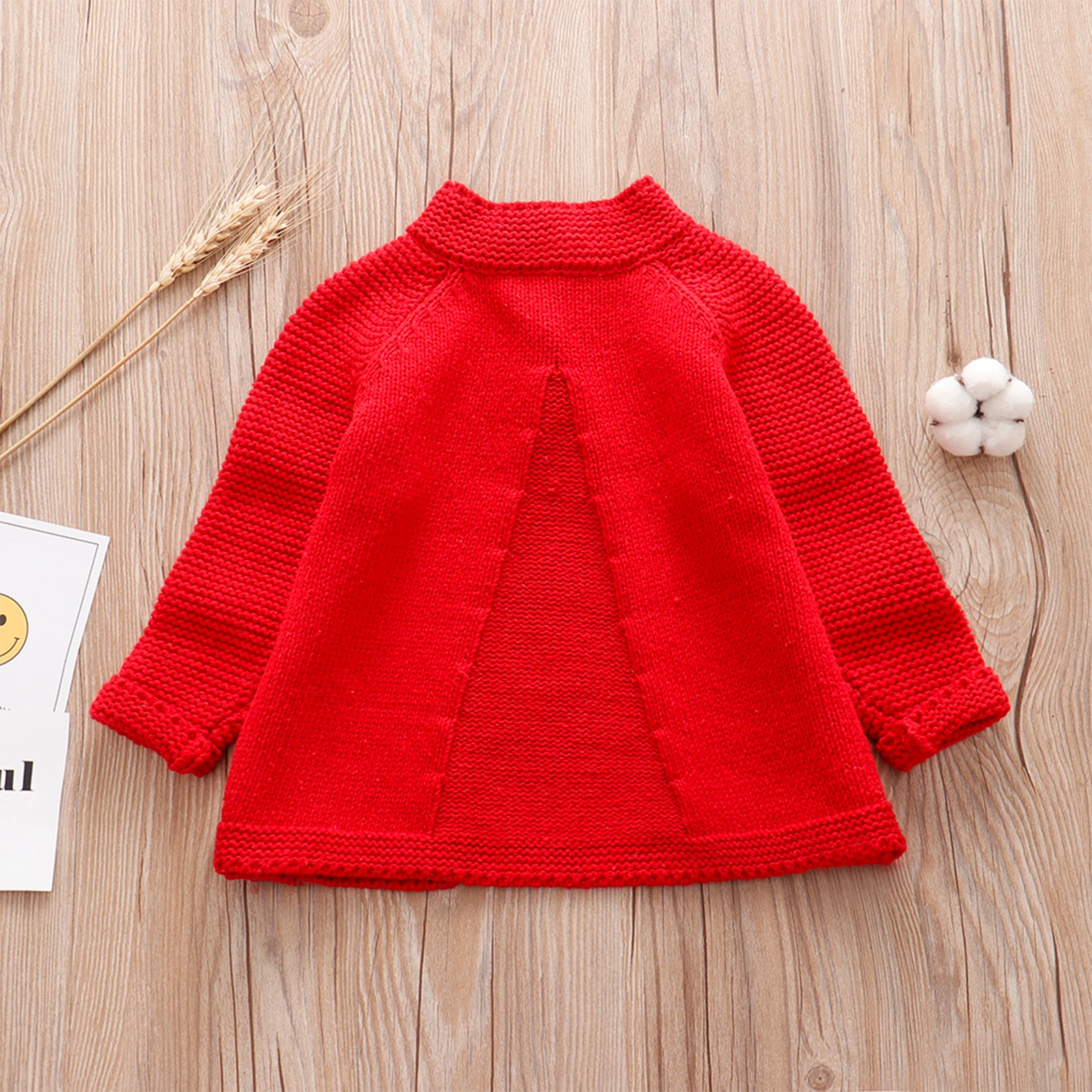 

2020 New Fall Autumn 1-8Y Toddler Kids Baby Girl Red Buttons Sweater Cape Shape Long Sleeve Knitted Children Outfits Clothes