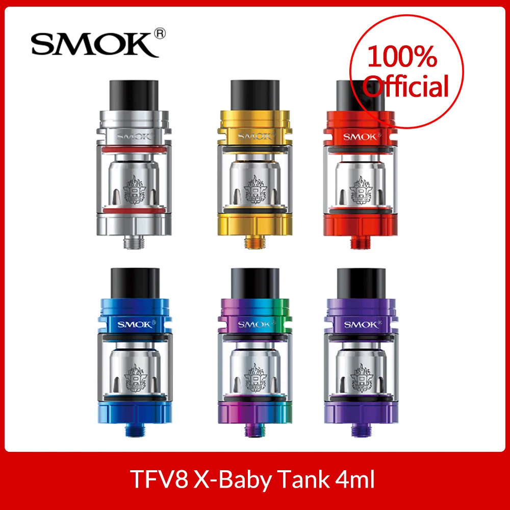 Оригинальный бак SMOK TFV8 X Baby 4 мл с катушками V8 Q2/M2 + стеклянная трубка для