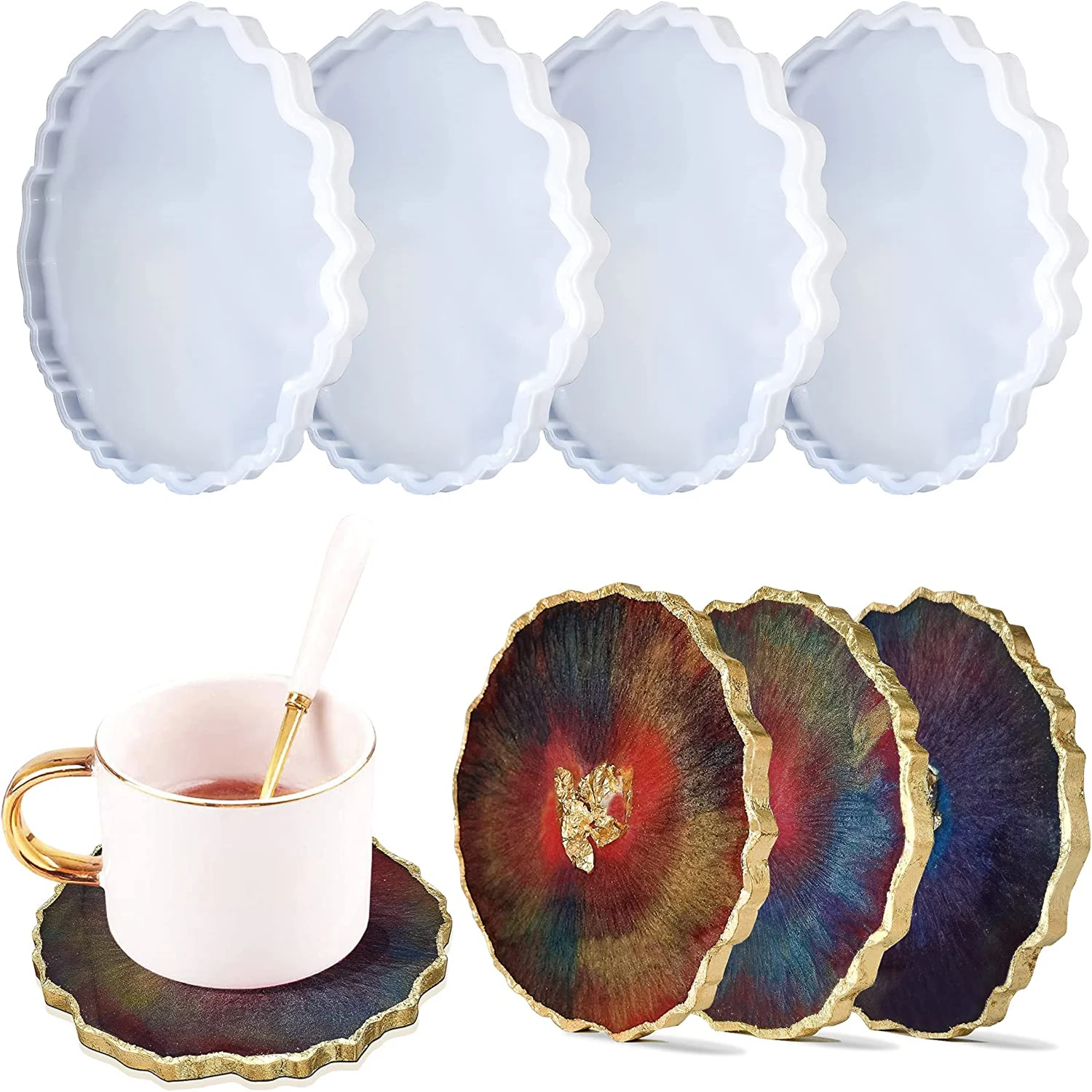 

Silicone Coaster Molds Large Geode Forms Mould for Epoxy Resin Casting Diy Making Tool Cup Mats Moldes Home Decoration Supplies