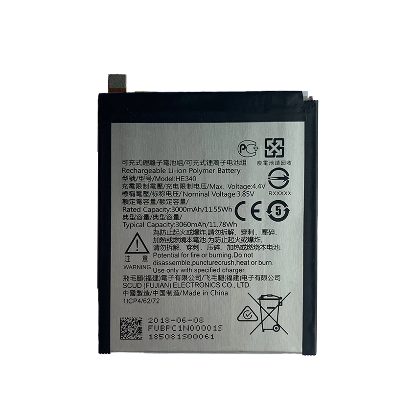 Оригинальный аккумулятор 3000 мАч HE340 для Nokia 7 .1 / X6 2018 6 1 Plus TA-1100 TA-1096 TA-1095 TA-1085/5 HE342 +