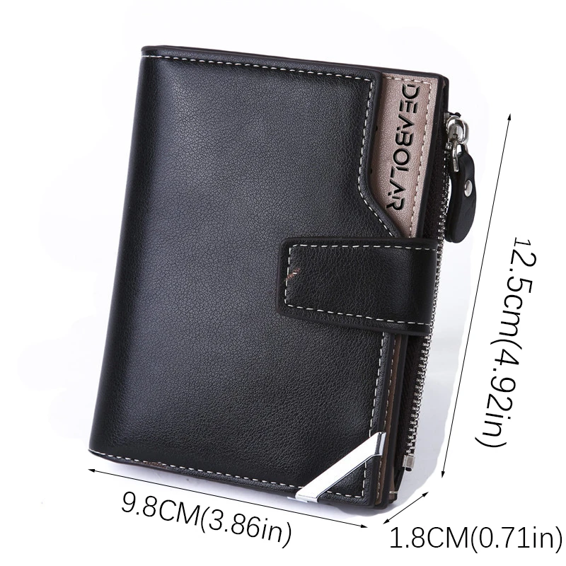 

2021 New Fashion 14 Card Slot High capacity PU Leather Short Men Wallet Buckle Zipper Coin Purse Man Wallets Luxury Brand Design
