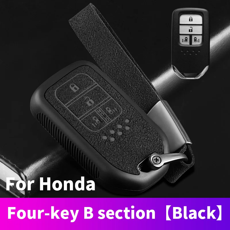 Чехол для ключей с дистанционным управлением для Honda 19CRV Pilot Accord Civic Fit HR-V - Название цвета: 4 button B-black