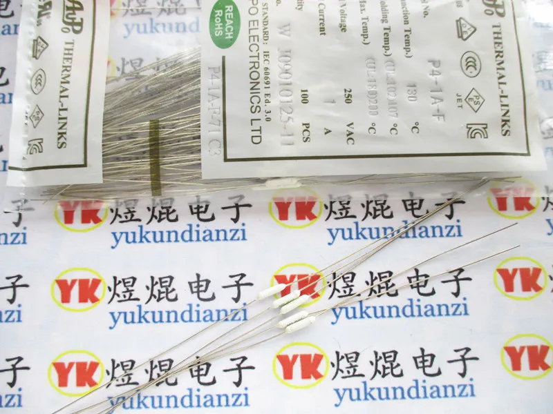 

100 pieces/1 lot 130 degrees P4-1A-F 250V 1A 130C temperature fuse fuse tube full length 143MM