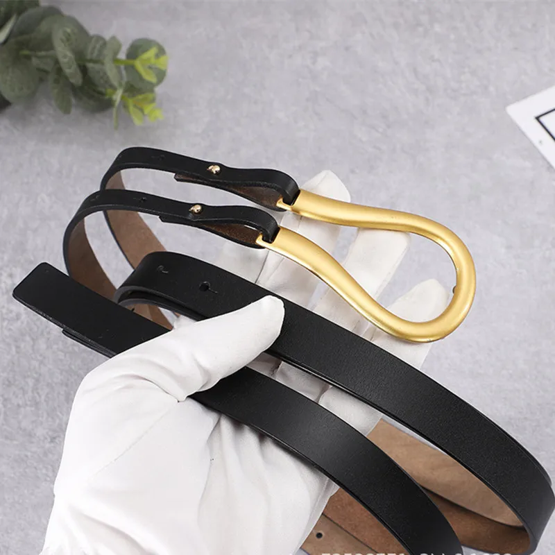 

2 Cm Wide Female Designer Luxury Brand Belt U-shaped Buckle Waist Belt Ladies Simple and Versatile Leather Dress Decorative Belt