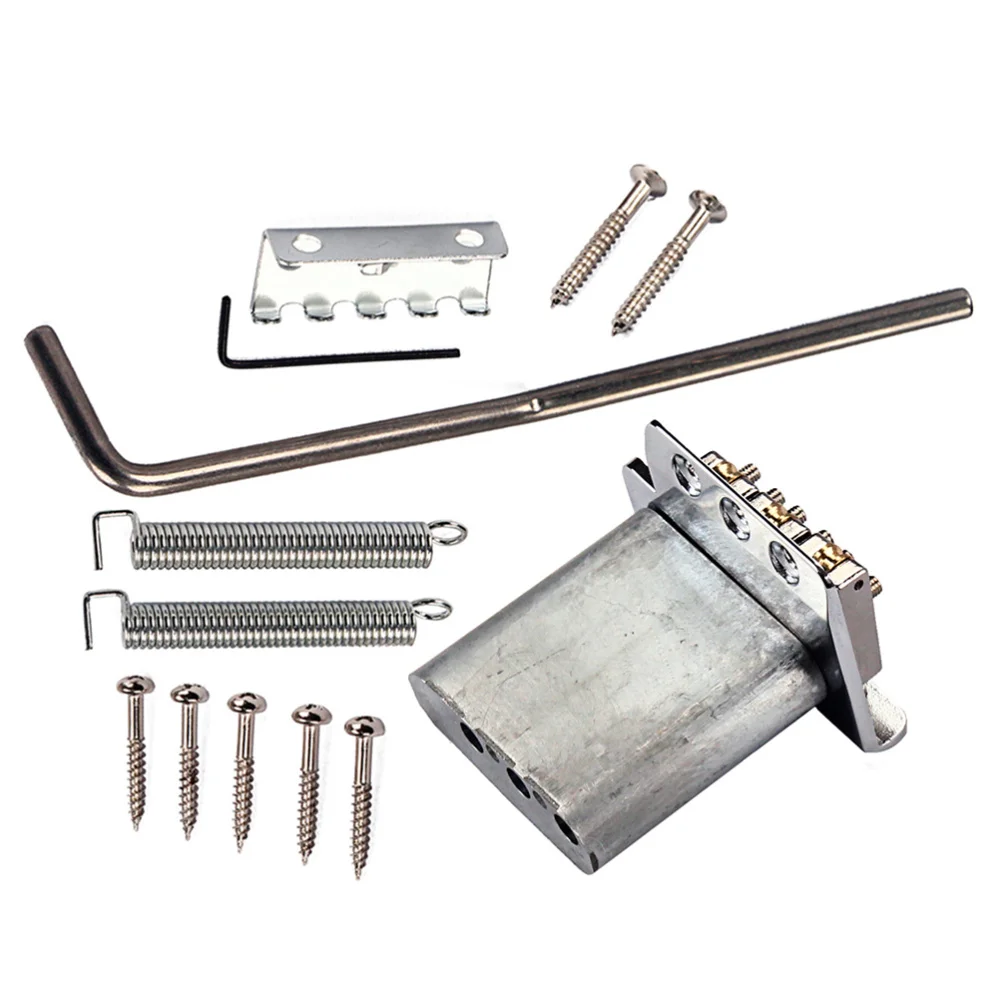 

3 String Metal Saddle Bridge Strain Plate Bridge for Musical Instrument Replacement Guitar Tremolo System GA701L (Silver)