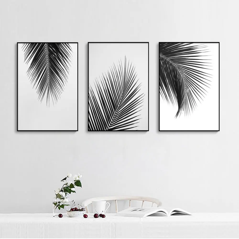 Рисунок на холсте с листьями пальмы настенные постеры и принты в скандинавском
