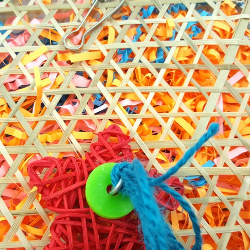 

Bamboo Woven Cage Accessories Bird Chewing Hanging Toys parrot exercise Shredder Foraging Swing Toy For Parrot