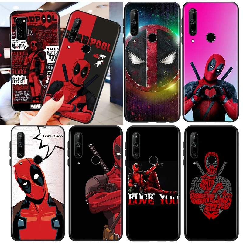 

Marvel Deadpool For Honor 8S 8C 8X MAX 8A 8 7S 7A 7C Play 3E Prime Pro 2020 2019 Silicone Black Phone Case