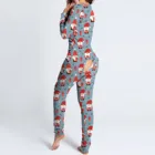 Пикантная Пижама с рождественским принтом женский комбинезон на пуговицах спереди функциональный комбинезон на пуговицах с клапаном одежда для отдыха пижама одежда для сна