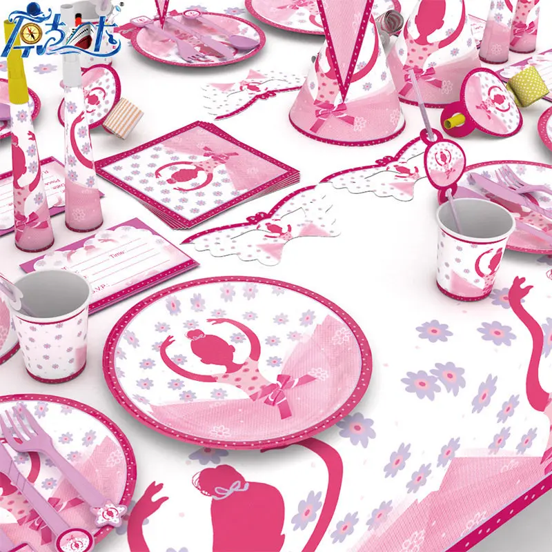 Балетная посуда для вечеринки девочек одноразовые тарелки на день рождения +