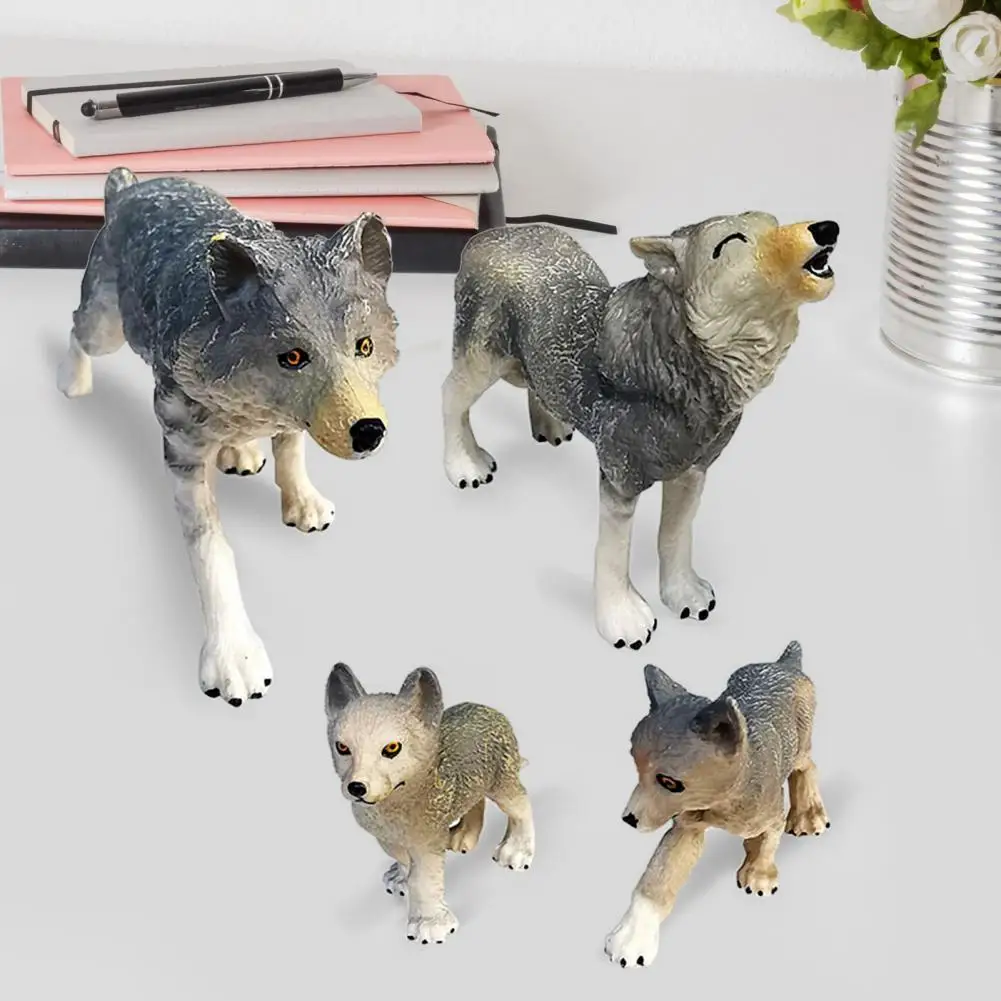 

Pups Wolf Figurines Smell-less Eco-friendly Preschool Educational Different Postures Wolf Family Figures Ornament for Home