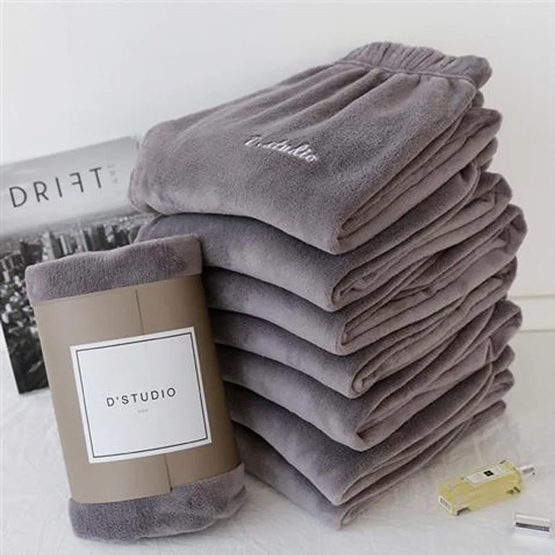Gray Vangull Winter Flannel Casual Pants Letter Embroidery Harem Pants New Warm Joggers Comfortable Elastic Waist Ankle-Length Pants - Цвет: Gray