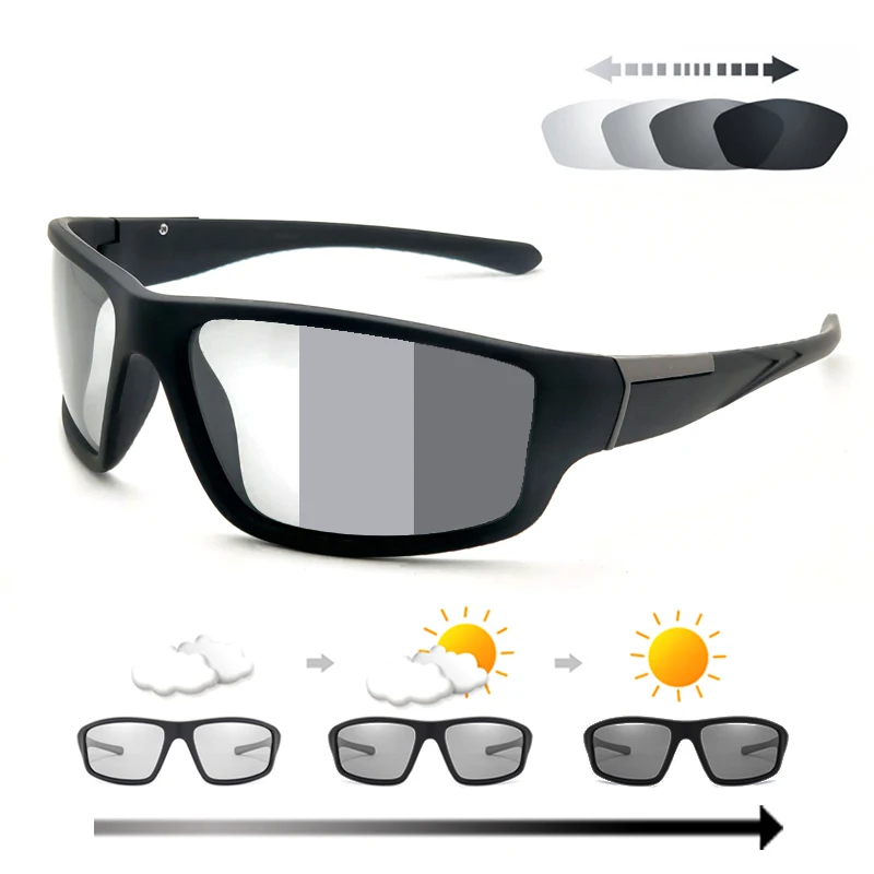 

Men Photochromic Sunglasses Matte Black Sports Goggles Women Color Changing Polarized Bicycle Riding 2020 Sun Glasses
