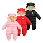 Комбинезон для маленьких девочек, зимняя одежда для новорожденных вельветовый теплый комбинезон с капюшоном и длинными рукавами для мальчиков от 0 до 24 месяцев