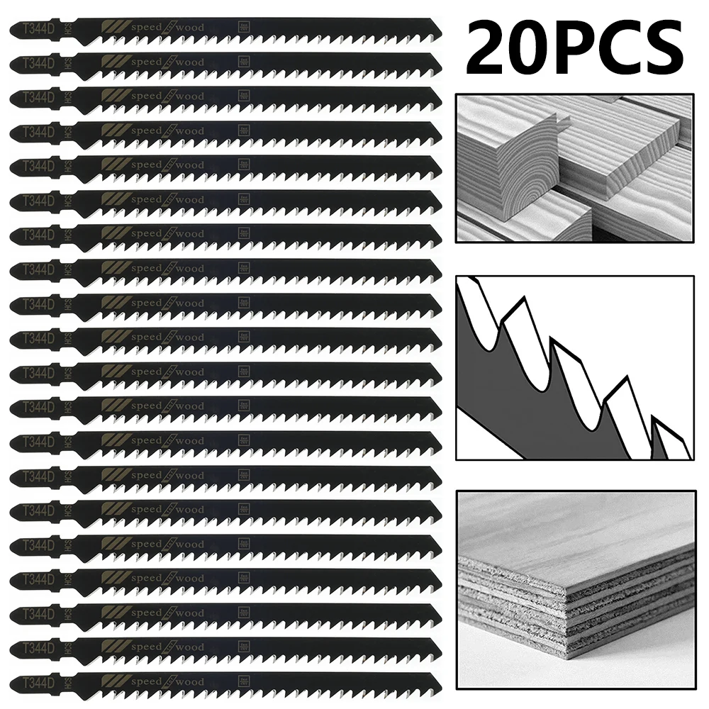 

20pcs T-Shank Jig Saw Blade Set High Carbon Steel Blades Fast Cut Down Jig Saw Knife Jig Saw Cutter Accessories Woodworking Tool