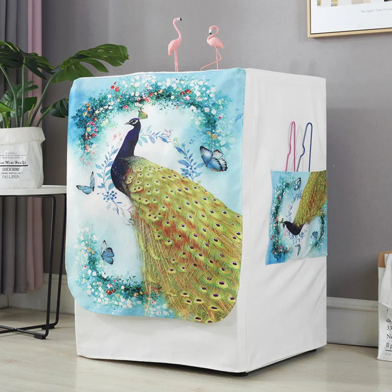peacock Водонепроницаемый чехол с геометрическим рисунком для стиральной машины, льняная Обложка для паспорта, Солнцезащитный чехол для защиты от пыли - Цвет: peacock