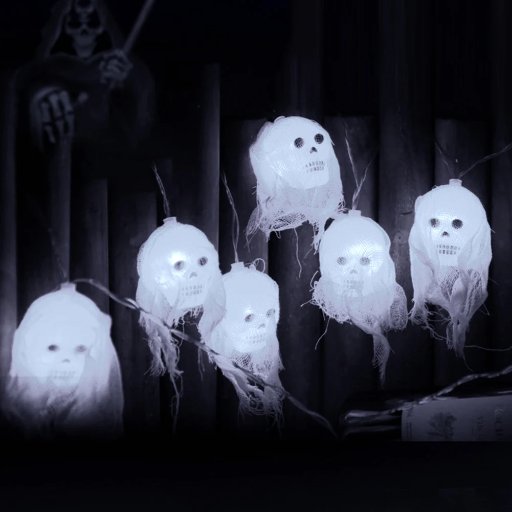 

Светодиодная гирлянда с призраком, черепом, 2,5 м, 6 Вт, 3 в