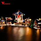Набор со светодиодсветильник кой для 10235 года, Рождественский, зимний, Сельский рынок, строительные блоки светильник, светит ваши игрушки (светильник ка, без блоков)