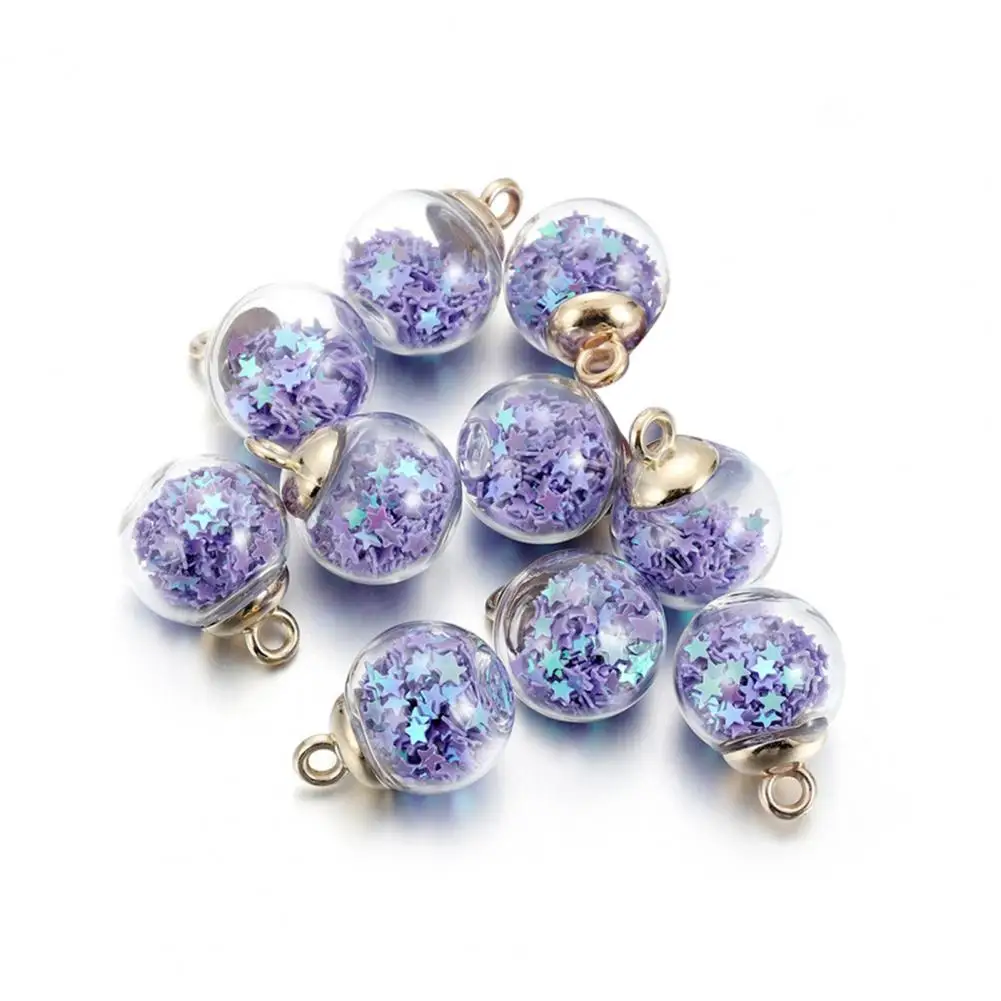 10pcs Korea Cute Stars Glitter Glass Ball Crown Pendant Charms DIY Earrings Keychain Necklace Jewelry Making Findings |