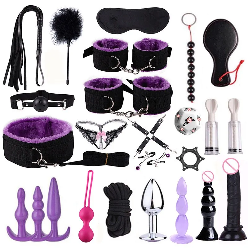25 шт./компл. БДСМ игры для взрослых набор бондажа эротические наручники зажимы