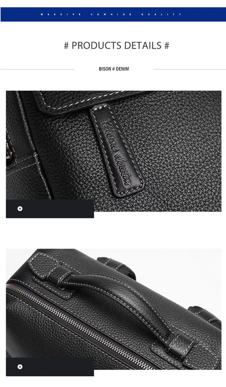 BISON DENIM мужские рюкзаки из коровьей кожи, большие 14 дюймовые рюкзаки для ноутбука, мужские кожаные дорожные сумки для подростков, мужские рюкзаки mochila N2668