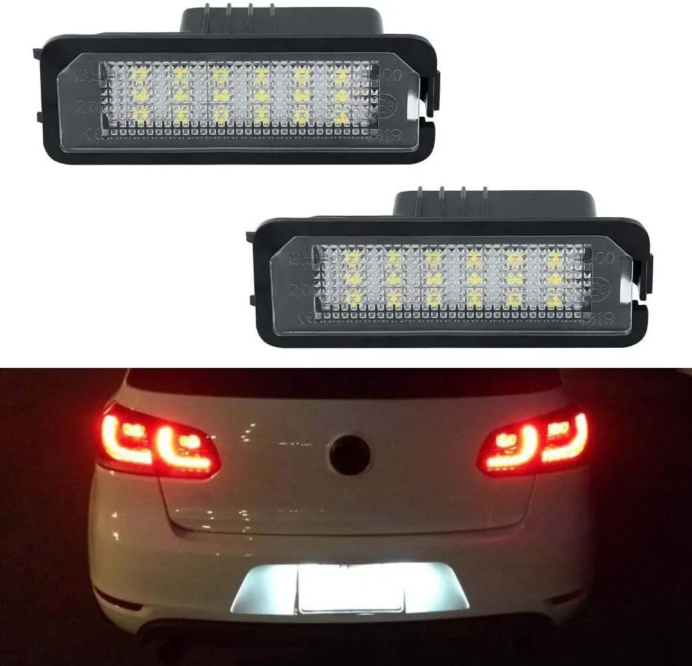 

2 шт. подсветильник ка номерного знака для VW Golf MK4 MK5 MK6 Passat Polo CC Eos без ошибок 18SMD светодиодный 12 В 6500k белый