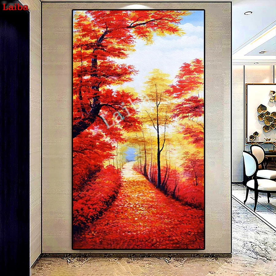 

5D Diamond Painting Late autumn trees scenery Handmade Needlework DIY Diamond Embroidery puzzle Mosaic Rhinestone Decor large