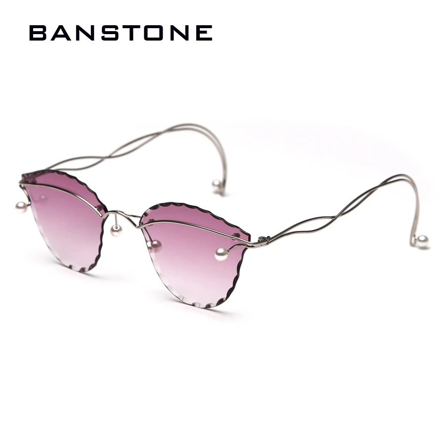 

BANSTONE Fashion Rimless Cat Eye Sunglasses Women Brand Summer New Style Sun Glasses High Grade Ladies Travel UV400 Shades