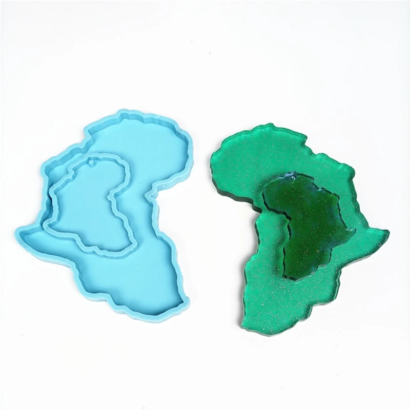 

Africa Map Shape Coaster Cup Mat Pad Epoxy Resin Mold Keychain Silicone Mould