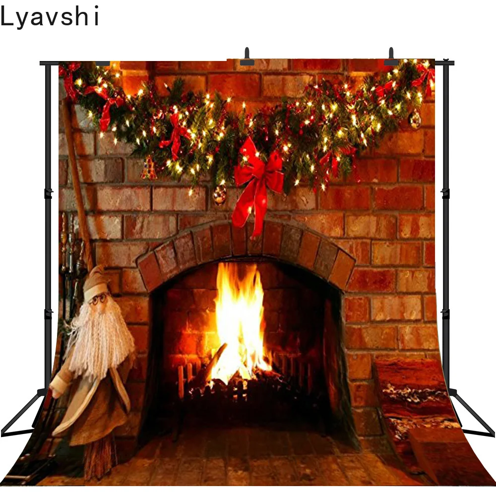 

Фотофон Lyavshi Рождественская ночь винтажный кирпичный камин фон фотостудия фотобудка оригинальный дизайн