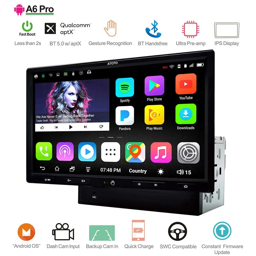 Автомагнитола ATOTO A6 Pro стерео-система на Android со встроенным GPS датчиком