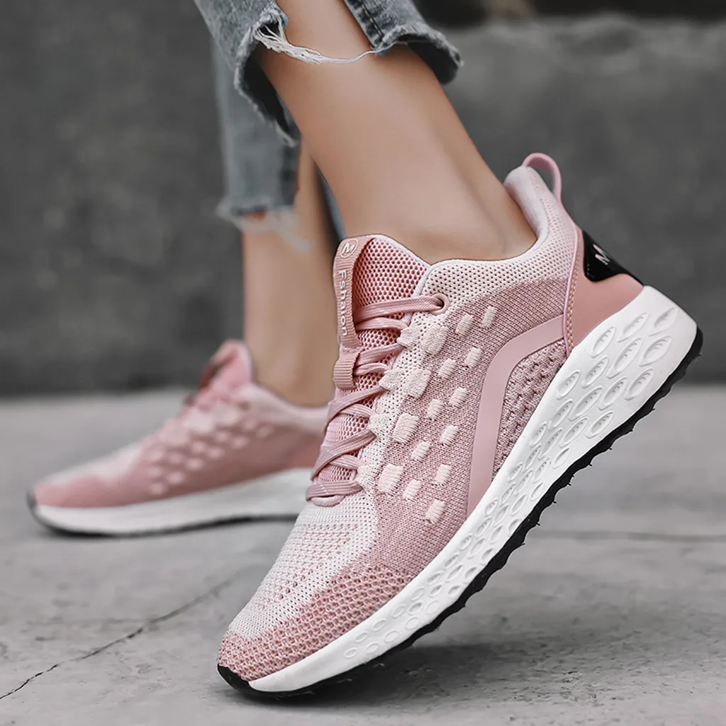 

2020 Four Seasons Running Shoes Women Lace-up Athletic Trainers Lightweight Sports Shoes Women Outdoor Walking Sneakers
