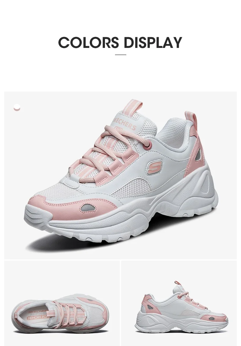 Skechers/кожаные женские массивные кроссовки на платформе; повседневная обувь на массивном каблуке; Женская Удобная обувь для папы на больной подошве; женская обувь