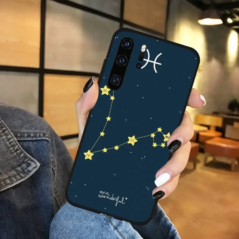 

12 constellations Pisces Phone Case Funda For Huawei P9 P10 P20 P30 Lite 2016 2017 2019 plus pro P smart
