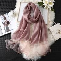 2021 summer women silk scarf fashion long size shawls lady wraps designer pashmina beach stoles pearl foulard female organza