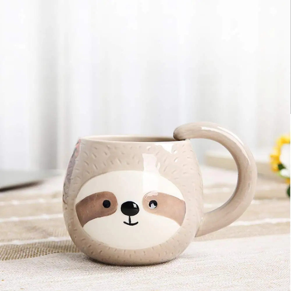

Sloth cup 400ML milk Glass mugs,Milk Tea Breakfast mug coffee Cup mugs for tea,christmas mug Drinkware unique gift animal mug