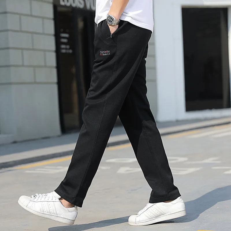 

Over Sized 6XL 7XL 8XL Mens Sweat Casual Pants Cotton Straight Mid Men Pants Gray Black