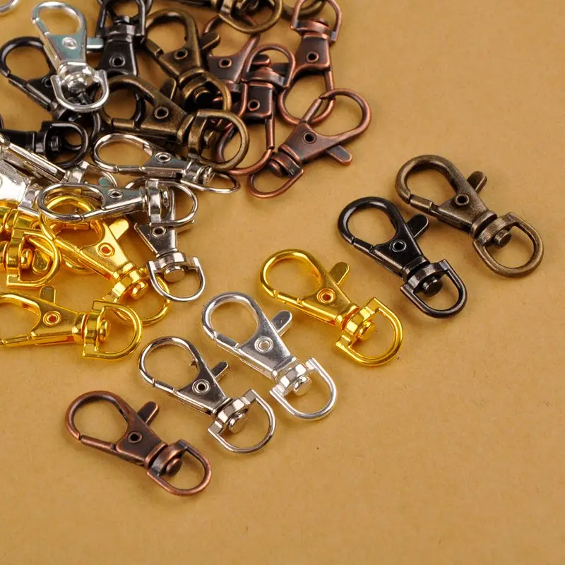 

100Pcs 36mm 38mm Metal Swivel Trigger Lobster Clasps Clip Snap Hook Key Chain Ring Outdoor Lanyard Craft Bag Parts