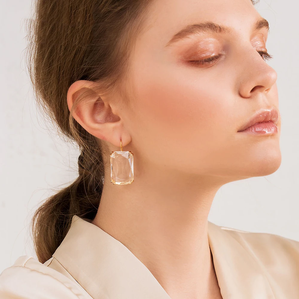 

Korean Transparent Resin Statement Earrings For Women 2020 Gold Color Square Acrylic Drop Earring Bohemian Geometric Jewelry