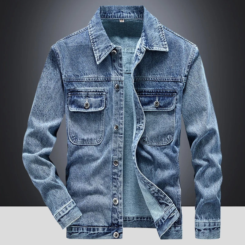 

Unisex Casual Men Denim Cargo Jacket Overcoat Male Streetwear Womens Hip Hop Loose Jeans Coat cowboy