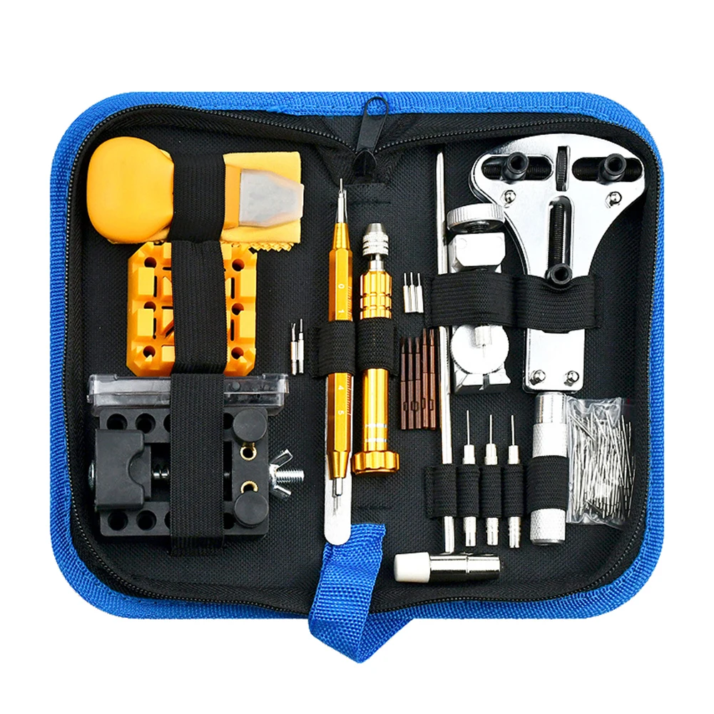 

149pcs Watch Opener Repair Tool Kit Clock Pry Knife Screwdriver Pin Hammer Set Watchmaker Band Link Leather Storage Bag Accessor
