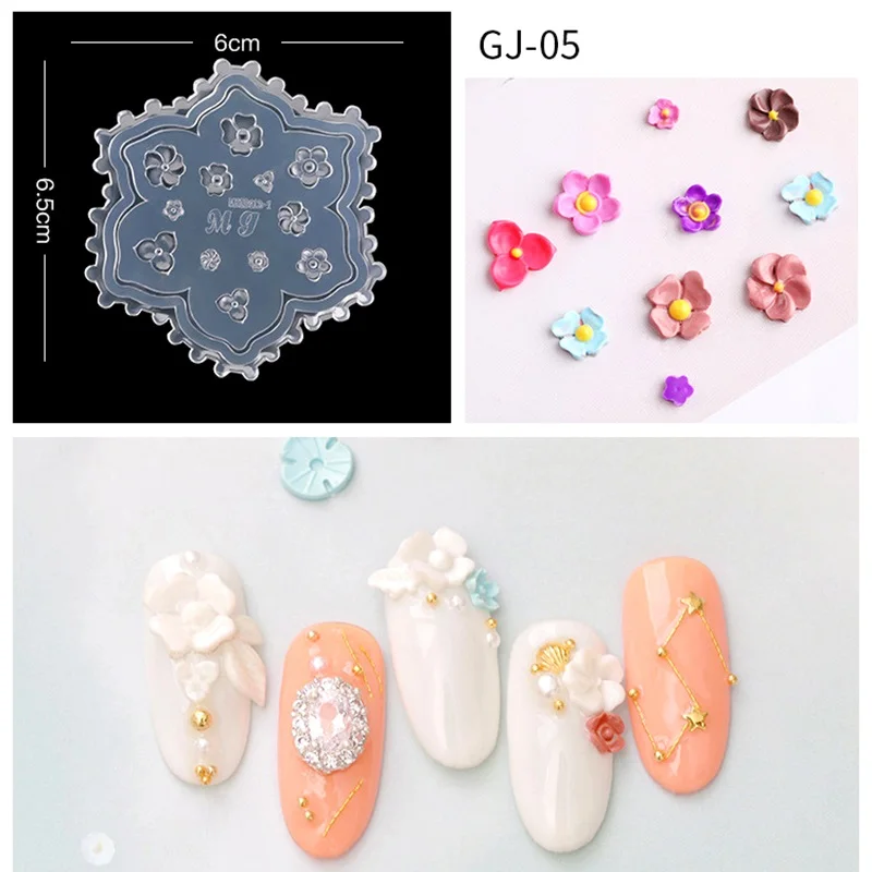 GJ005 Силиконовые шаблоны DIY 3D украшения для ногтей горный хрусталь 3D дизайн ногтей силиконовая форма листья цветок ромашка шаблон для ногтей форма - Цвет: GJ005