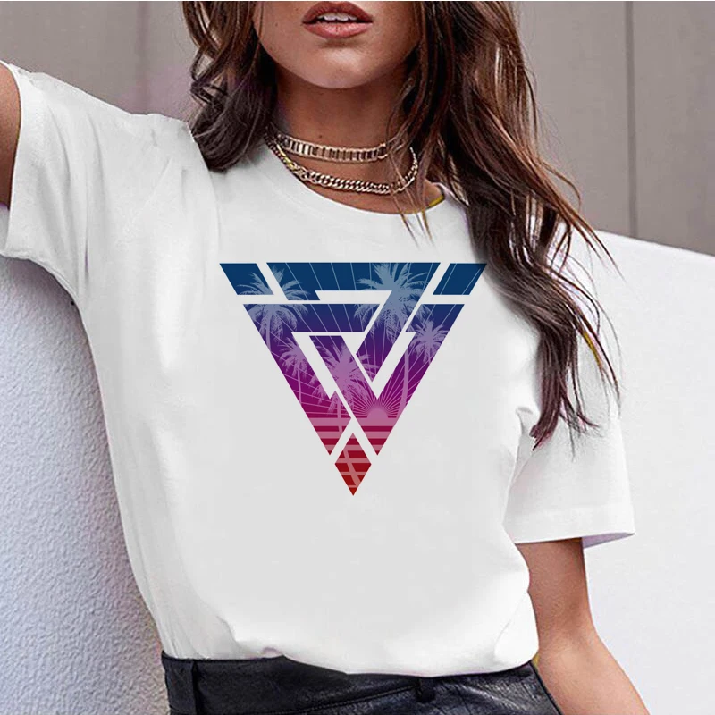 156998_T Shirt Casual O-Neck Short Sleeves Women T-shirt Hipster Cool Graphic Tee |