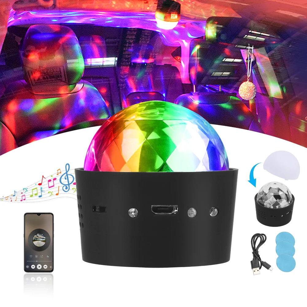 

USB светодиодный Автомобиль окружающего светильник par DJ вечерние светильник звуковая активация вращающийся чешское стекло диско шар сценич...