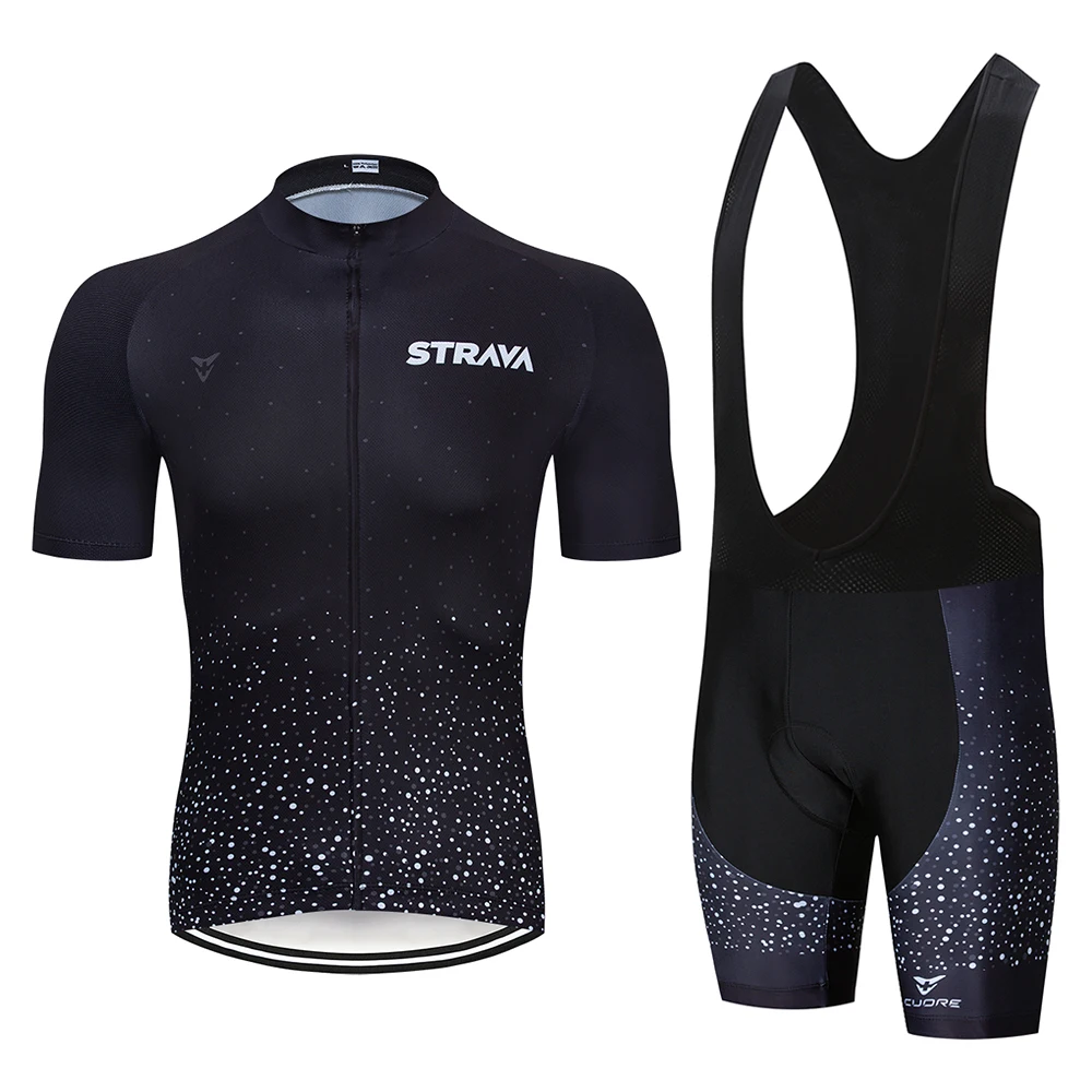 2020 Мужская Черная летняя одежда strava Pro Team для гонок на горном велосипеде/дышащая