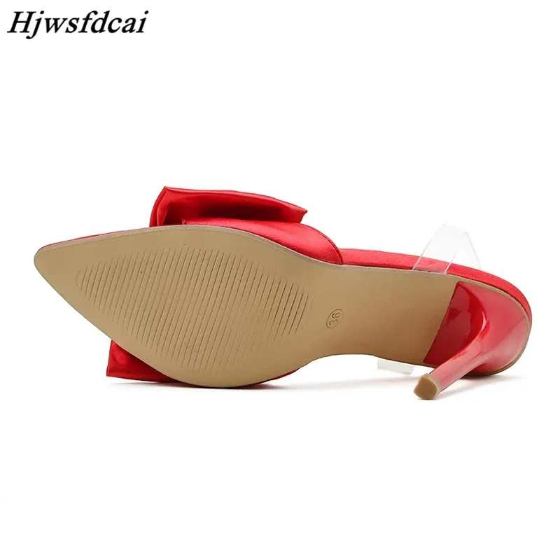 

Summer Shoes For Women 2021 New Sequined Cloth Sandals Rhinestone Bow High Heel Shoes PVC Buckle Strap Pumps Fashion Party Shoes