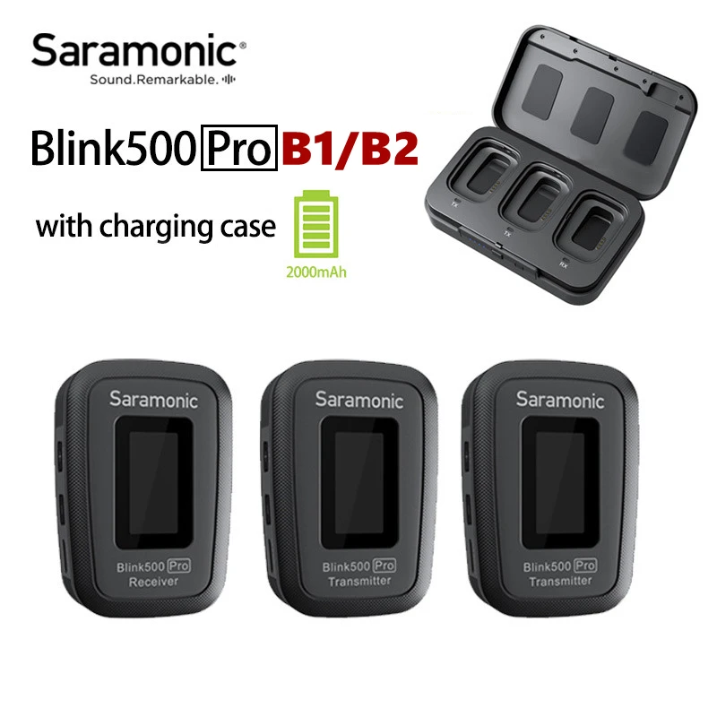 

Saramonic Blink 500 Blink500 Pro 2.4GHz Wireless Microphone system with wireless charging case Studio Interview Lavalier Mic