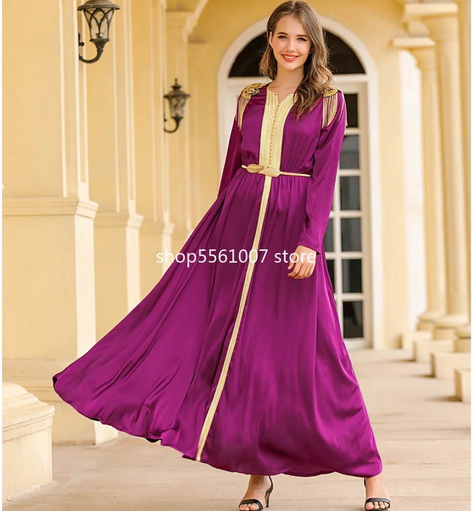 Женский Шелковый пеньюар-абайя длинный исламский пеньюар ручной работы с